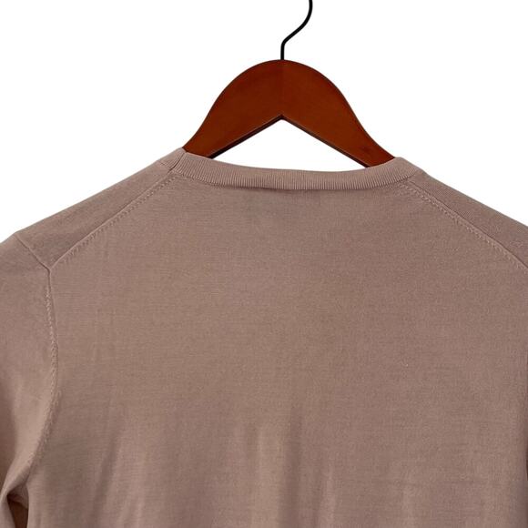 Theory Lightweight Petal/Blush/Pink/Beige Wool Crewneck Long Sleeve Sweater S - Picture 5 of 13